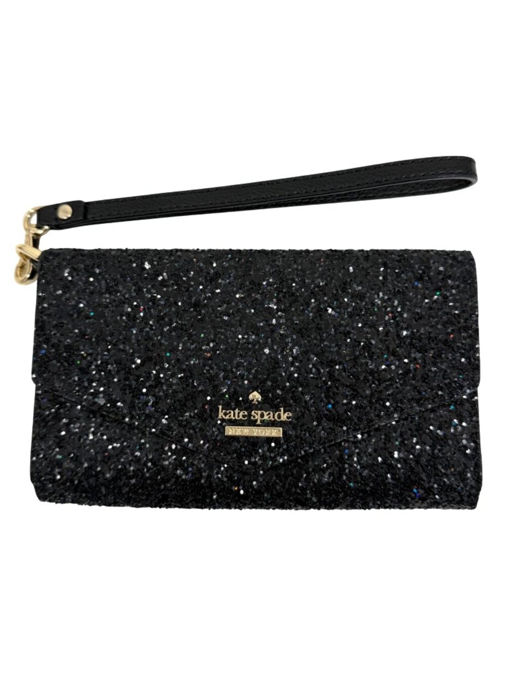 Kate Spade New York Laurel Way Black Glitter iPhone 6, 7, 8 Wristlet/Clutch